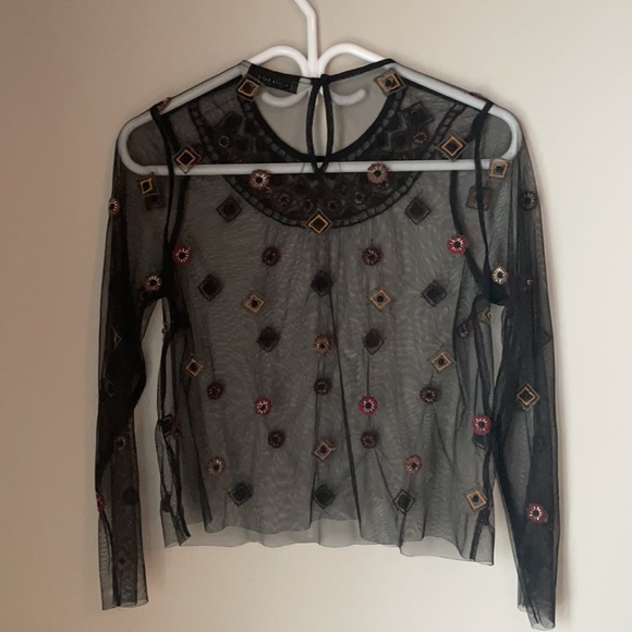Zara Mesh Embroidered/Beaded top - Picture 5 of 5